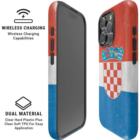 Croatia Flag Distressed iPhone 16 Pro Max Magsafe Impact Case
